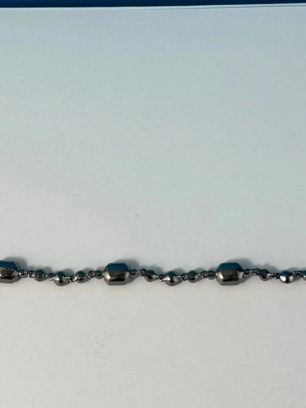 Givenchy Gunmetal Tone Black & Clear Crystal Link Bracelet 7